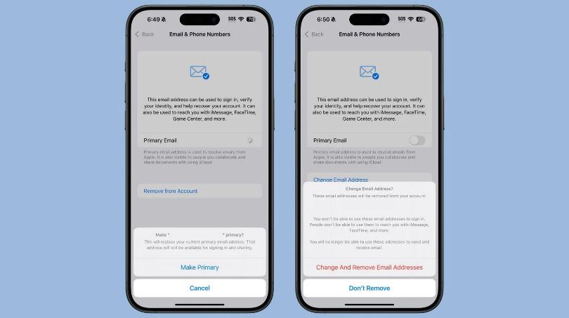云溪苹果手机维修分享苹果 iOS 18.1 支持设置“主要”邮箱地址并更改 iCloud 邮箱 